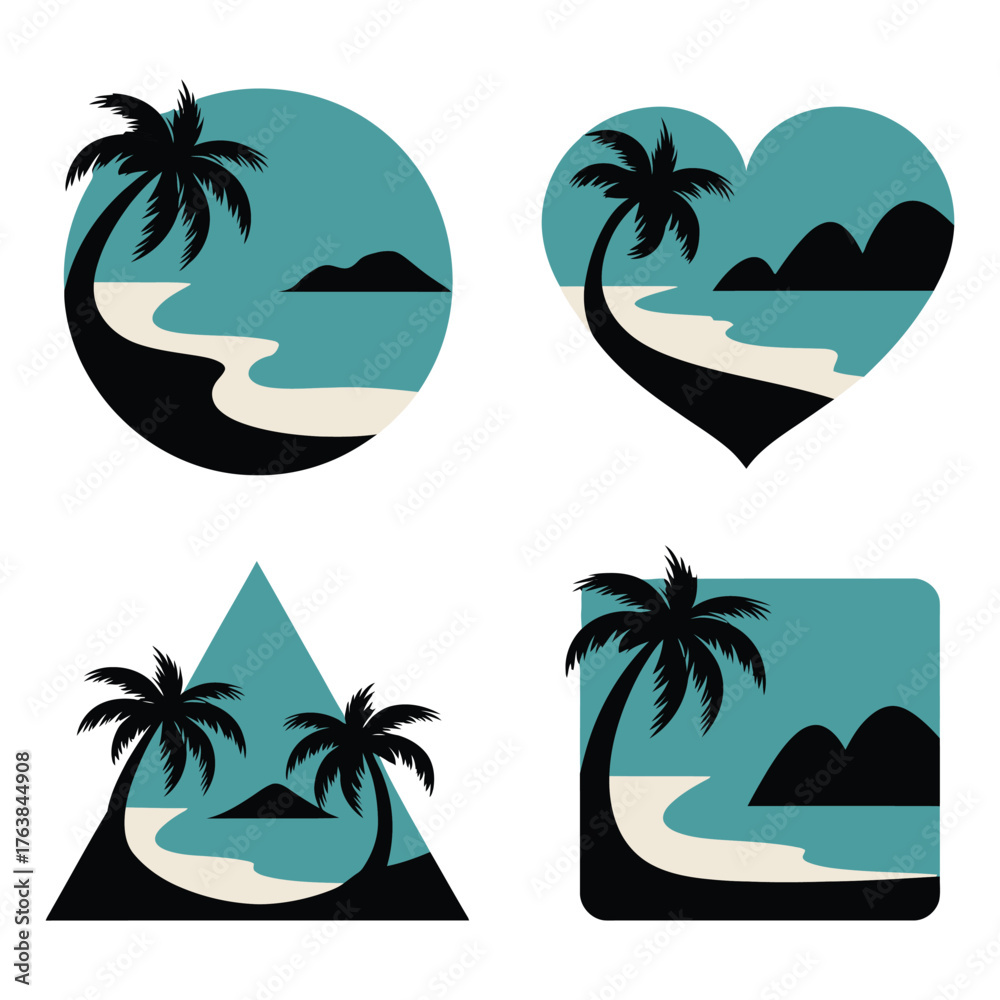 Fototapeta premium Unique island silhouettes vector design