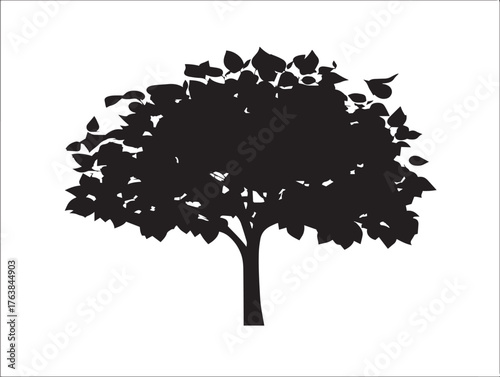 Lime tree leafy silhouette icon as minimalist 2D vector line art design
