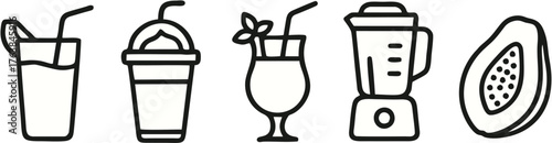 Kitchen utensils and glassware set for dining and celebration icons