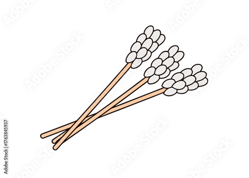 Ear Cleaner Illustration: Illustrative depiction of ear cleaner tools, showcasing simplicity and hygiene. Focus on ear care routine and personal well-being.