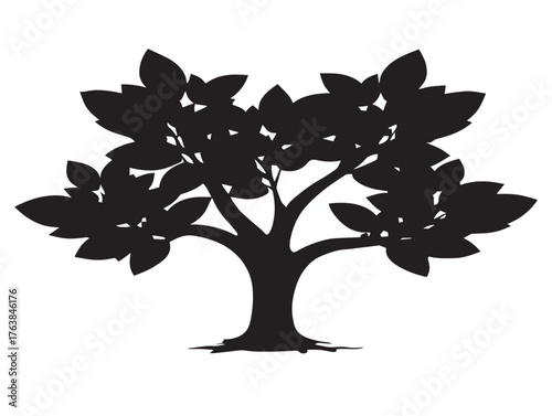 Olive tree silhouette icon as Mediterranean 2D vector line art design