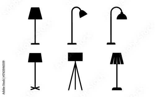 Collection of stylish floor lamp silhouettes for modern interior design