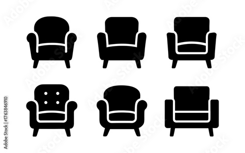 Collection of armchair silhouettes in classic and modern designs