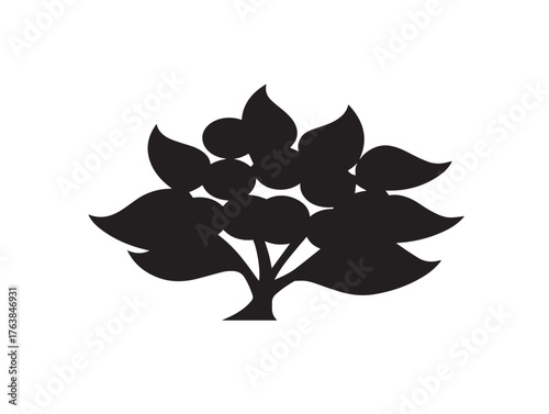 Rowan tree berries silhouette vector line art illustration design