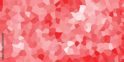 Lively abstract mosaic of varying red and pink geometric shapes creating a warm, textured background for romantic or energetic design concepts