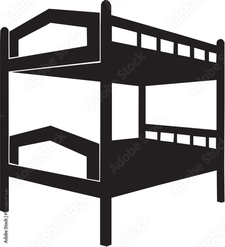 Simple black silhouette of a wooden bunk bed.