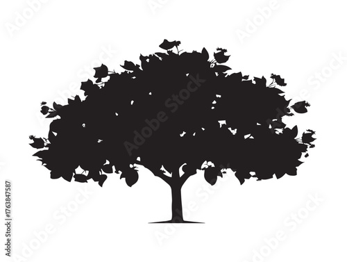 Sycamore tree illustration silhouette icon vector illustration solid