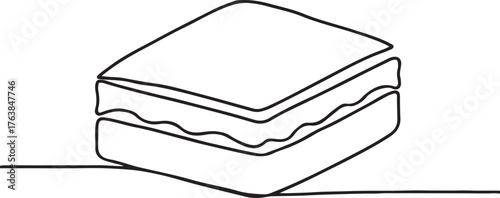 Minimalist Vector of Baklava Pastry Slice Delicious Dessert Line Art Design