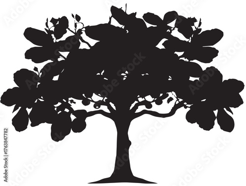 Teak tree sturdy silhouette icon vector illustration solid element
