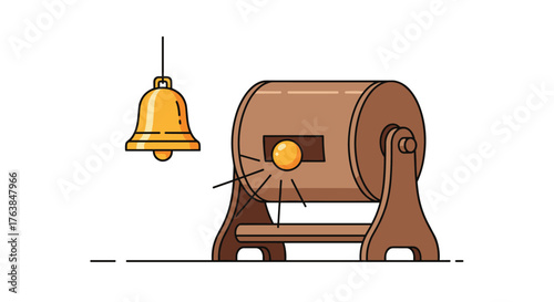 Lottery Drum and Bell Illustration - A Chance of Fortune.