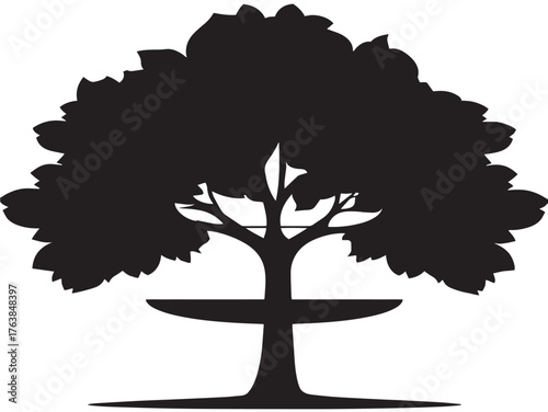 Symbolic tree of balance and growth silhouette vector illustration