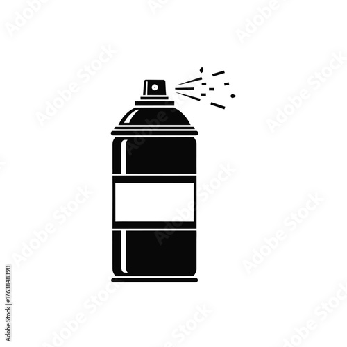 Aerosol spray can icon with spray mist for creative projects and design applications silhouette