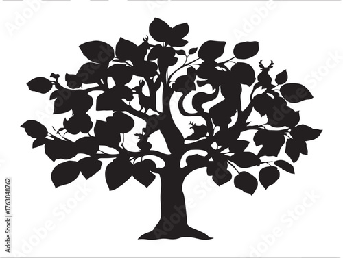 Renewal and optimism tree of hope silhouette vector line art