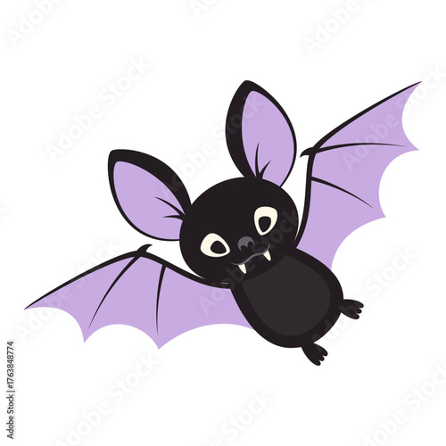 halloween vector illustration of cute bat isolated on white background, cartoon flat style