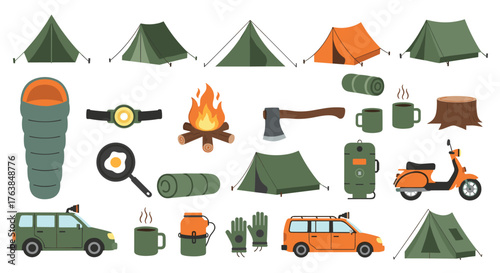Camping and outdoor adventure equipment and vehicles.