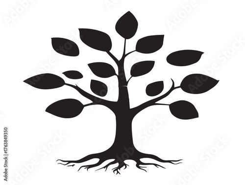 Knowledge and foundation tree of light silhouette vector illustration