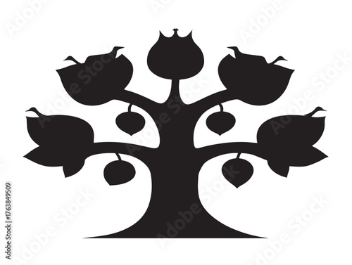 Knowledge and experience tree of wisdom silhouette vector graphic