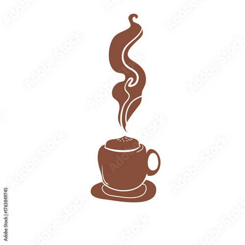 cappuccino coffee steam aroma cup lettering cafe vector design element