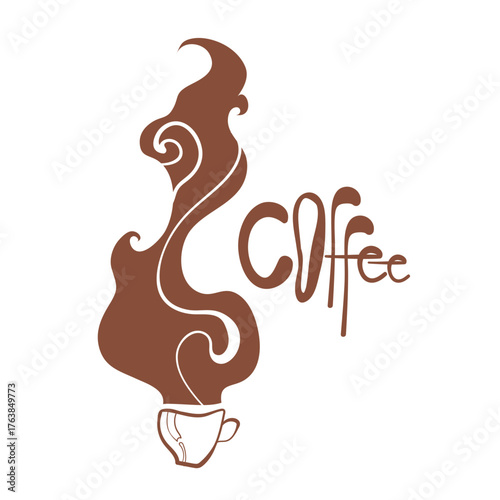 coffee steam aroma cup lettering cafe vector design element