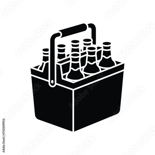 Six pack beer carrier with bottles icon symbol for refreshment and celebration silhouette