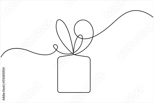 Gift box continuous one line art drawing. Presents with ribbon bow single line art. Line art Christmas surprise vector illustration