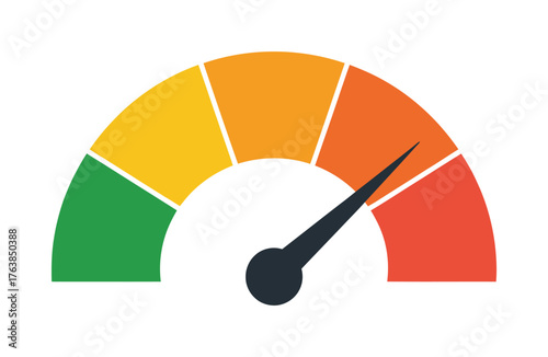 Speedometer Icon Displaying Moderate Level Indicated by Arrow Position on Colored Spectrum Gauge
