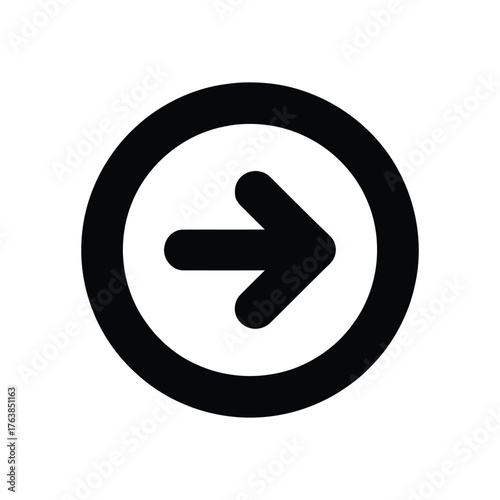 Free Download Black Circle Arrow Icon Isolated On White Background, Minimalist Directional Symbol - GFXLoad