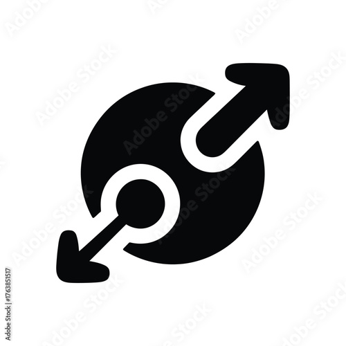 Black Expand Resize Icon On White Background For User Interface