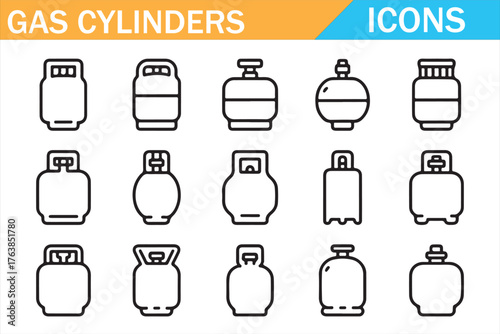 LPG and Propane Cylinder Icons — Clean Vector-Style Line Illustration Pack