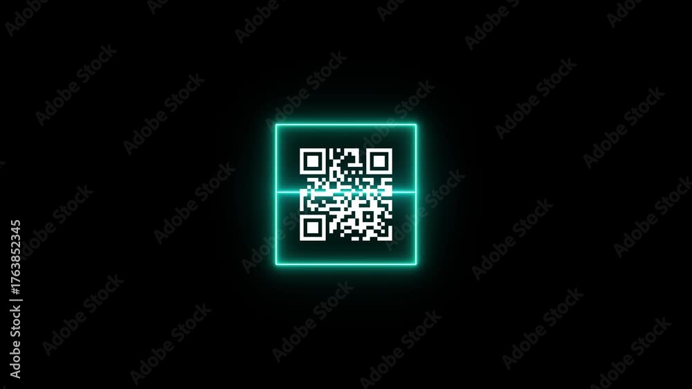 QR code animation. scan QR code motion. QR code in a scanner with a ...