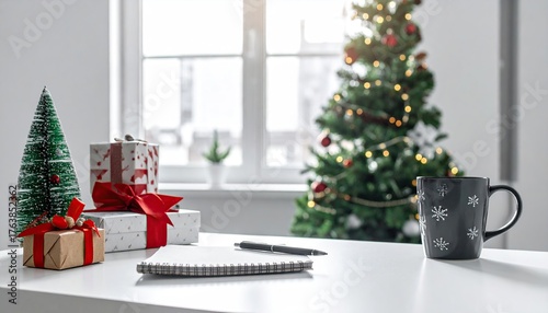 corporative photo of an office with Christmas decorations