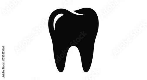 Simple black silhouette of a human tooth dental health illustration