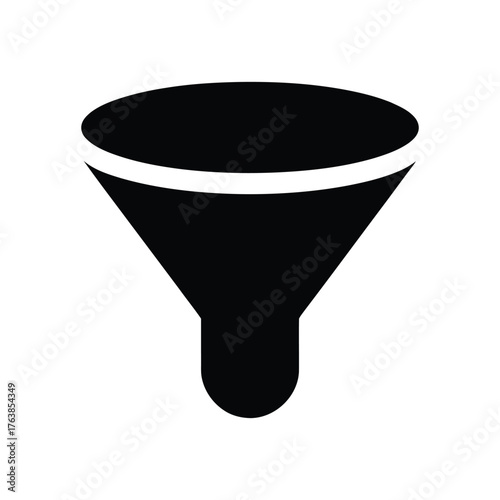 Simple Black Funnel Icon on White Background for Web or Design