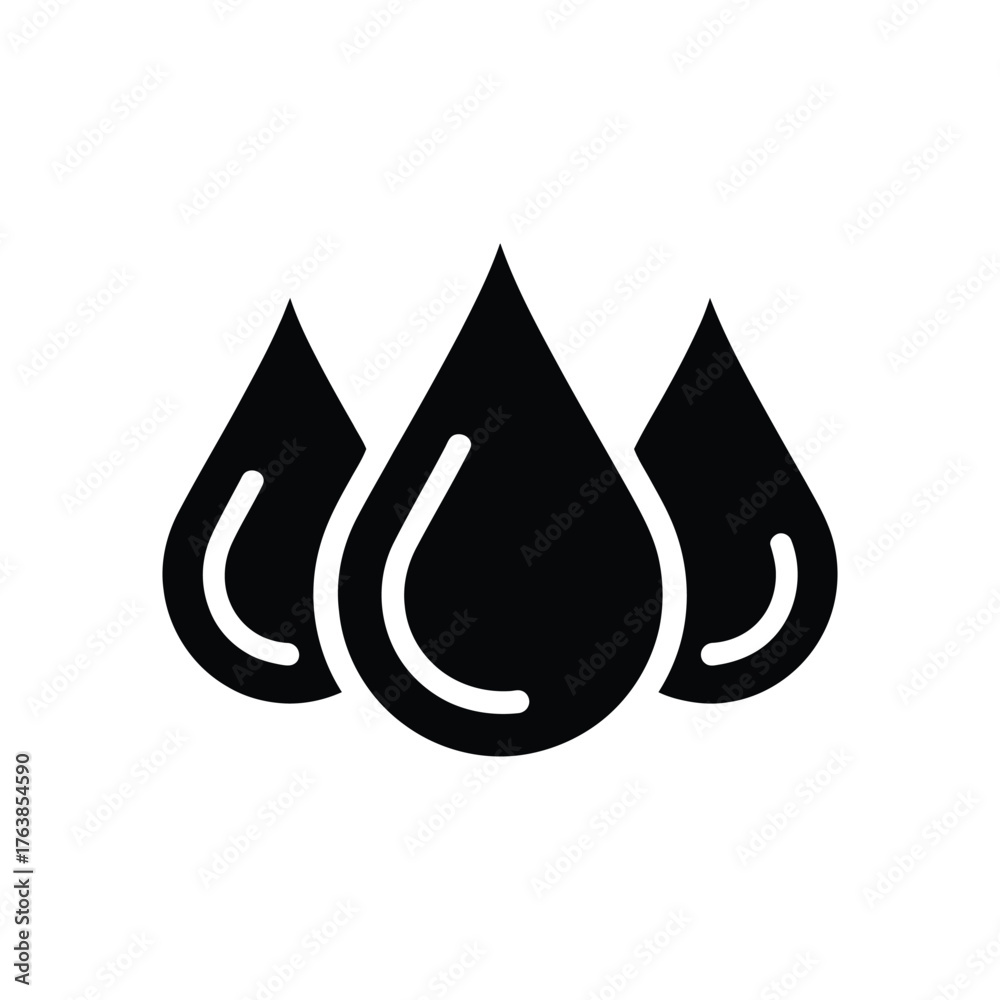 Fototapeta premium Three Black Water Drops Icon on a White Background Design