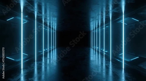 abstract blue background with glowing blue neon lines