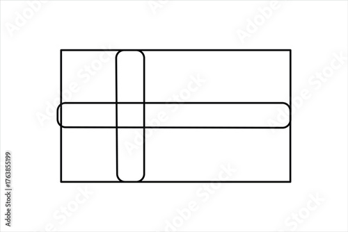 Continuous one line art drawing of present box with ribbon and bow. Gift box single line art outline vector illustration