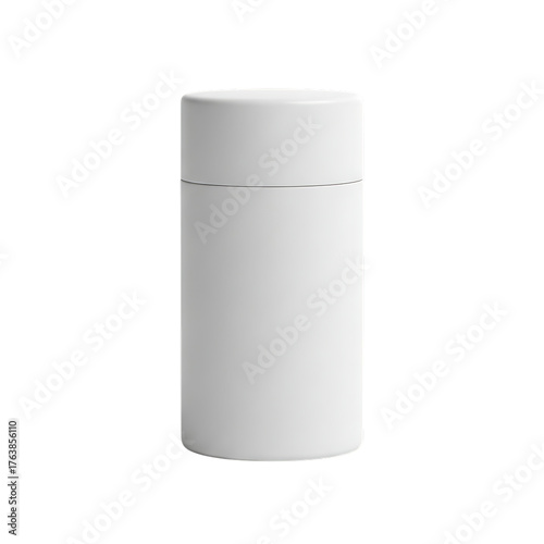 Plain white cylindrical container with cap cylinder object