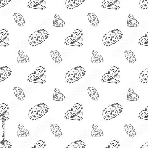 Hand Drawn Bread seamless pattern. Doodle Bakery pattern background