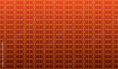 Elegant geometric pattern background with golden circular lines on red gradient. Modern decorative design, seamless and stylish, perfect for wallpapers, invitations, textiles and digital projects