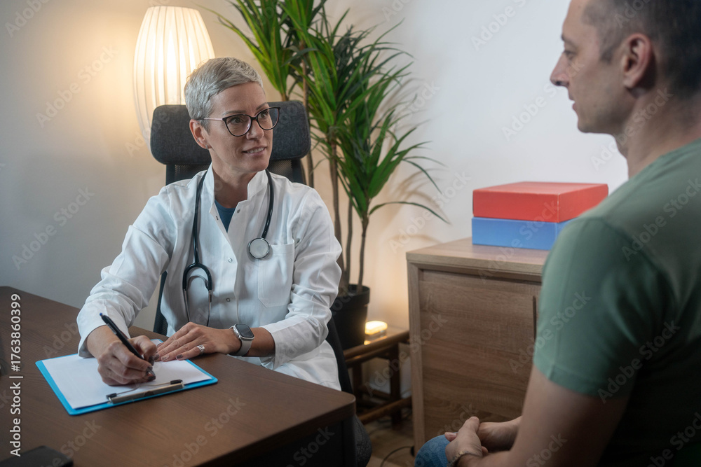 Obraz premium Doctor and patient are discussing at clinic