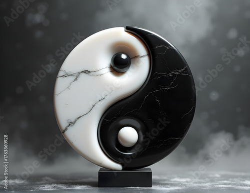 Marble Yin and Yang sculpture symbolizing balance and harmony