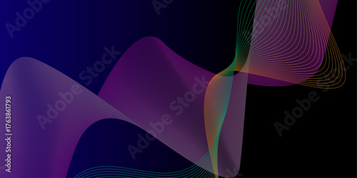 Modern purple blue gradient flowing wave lines. Abstract line art with wave patterns colourful background. Illustration of original background.
