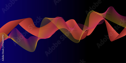 abstract line wave background. Modern abstract colorful geometric background. Abstract music wave element for design. Element for design isolated on black. 
