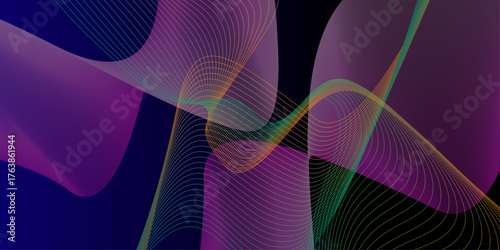Modern purple blue gradient flowing wave lines. Abstract line art with wave patterns colourful background. Illustration of original background.

