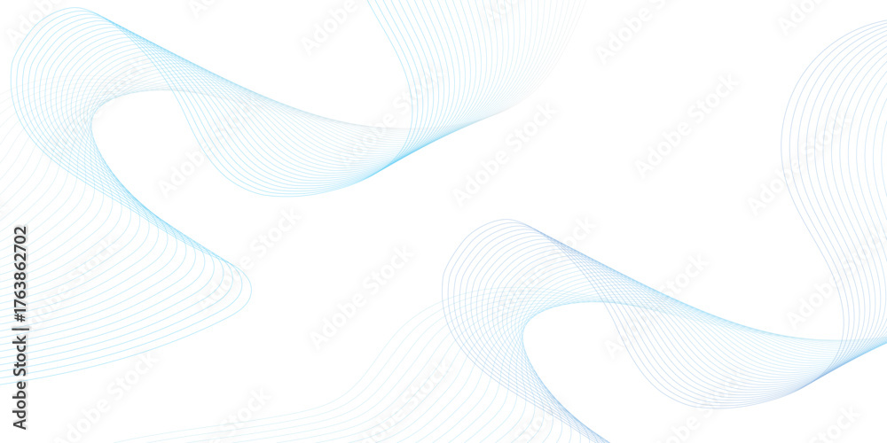 Fototapeta premium Abstract blue smooth wave on a white background. Dynamic sound wave. Design element. Vector illustration. 