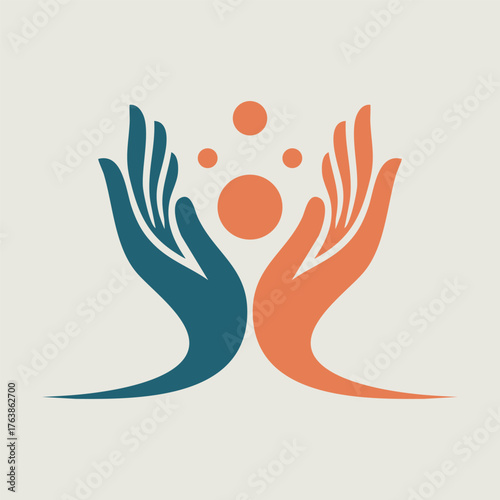 Cupping Hands Balance Care Logo Vector