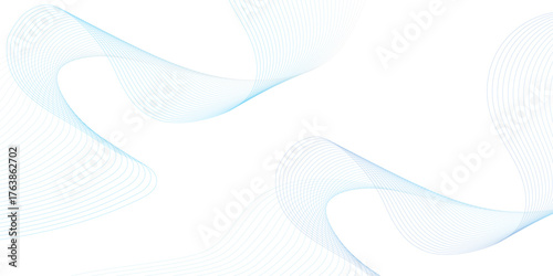Abstract blue smooth wave on a white background. Dynamic sound wave. Design element. Vector illustration.	