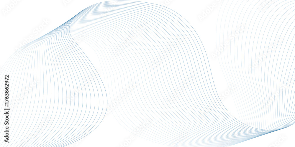 Fototapeta premium Abstract blue smooth wave on a white background. Dynamic sound wave. Design element. Vector illustration. 