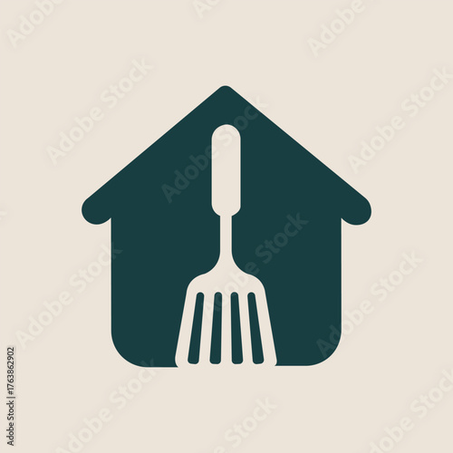 Home Cooking Spatula Fork Logo Vector