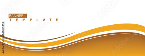 Elegant brown and gold abstract wave banner template with smooth layered curves on white background, warm professional design ideal for luxury brands, construction, or food industry use